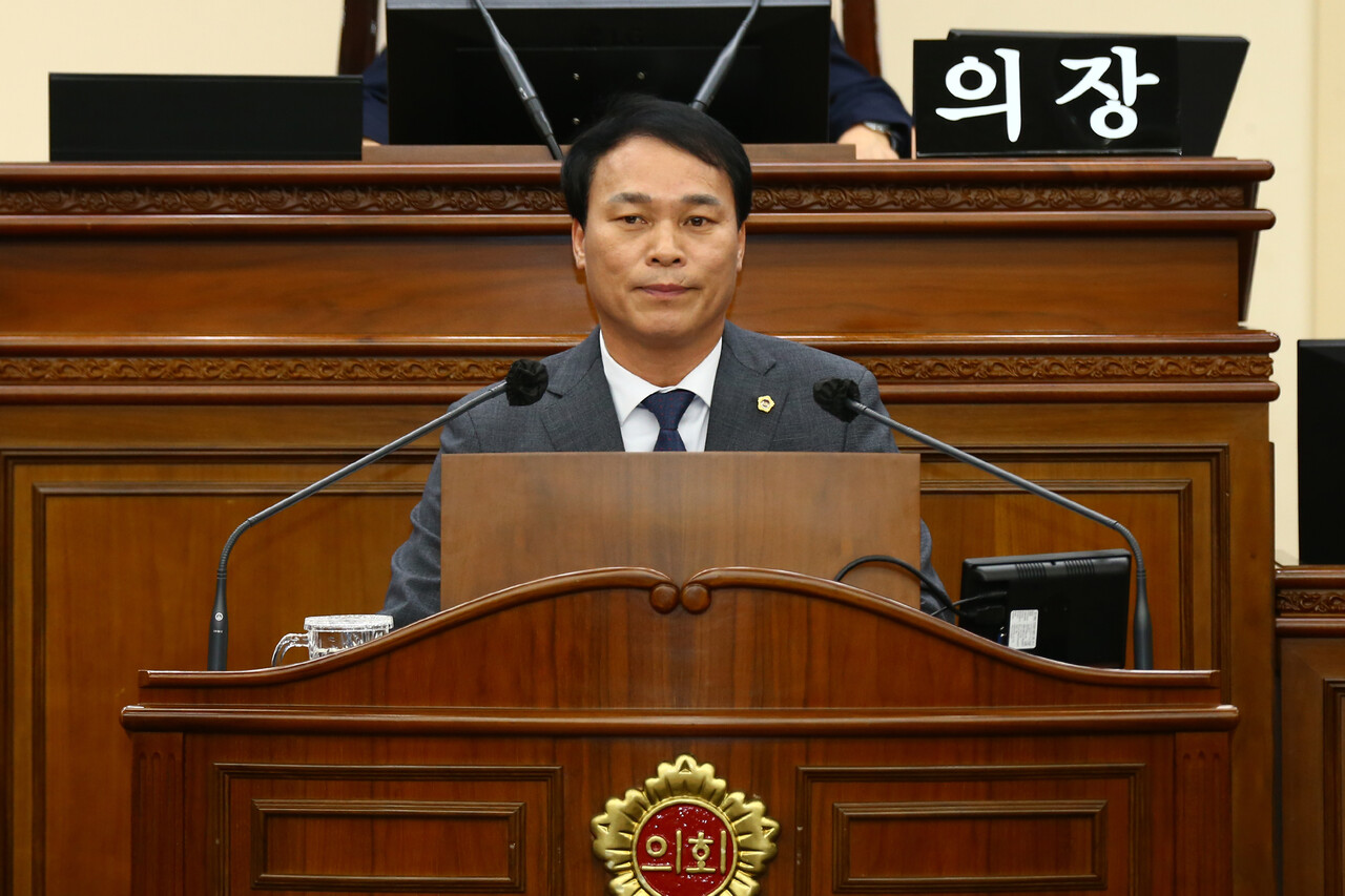 박기영 안전건설위원장이 지난 4월 도의회 임시회에서 발언하는 모습. (사진=강원특별자치도의회)